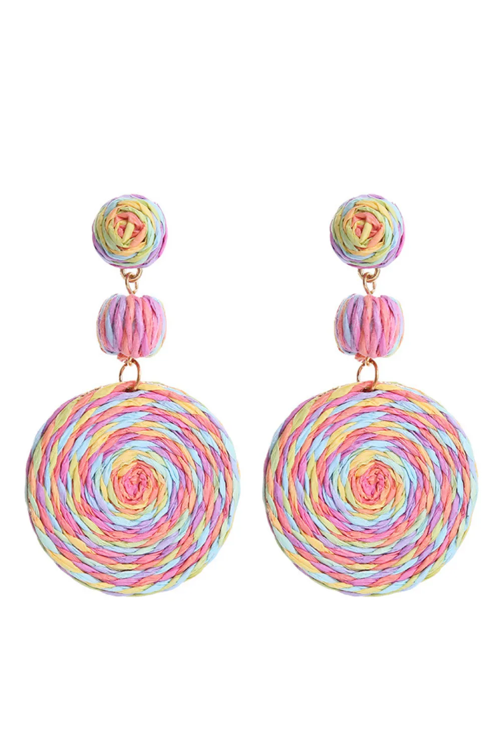 'Dina' Raffia Round Drop Earrings (12 Colors) sold by Goodnight Macaroon product image thumbnail 2