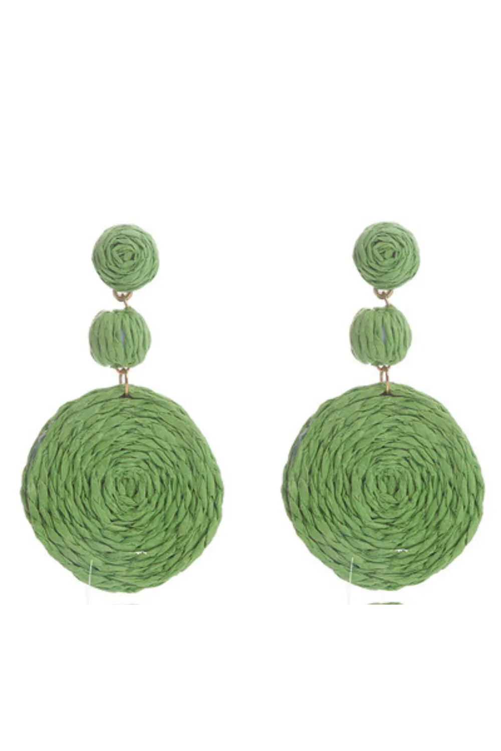 'Dina' Raffia Round Drop Earrings (12 Colors) sold by Goodnight Macaroon product image thumbnail 5