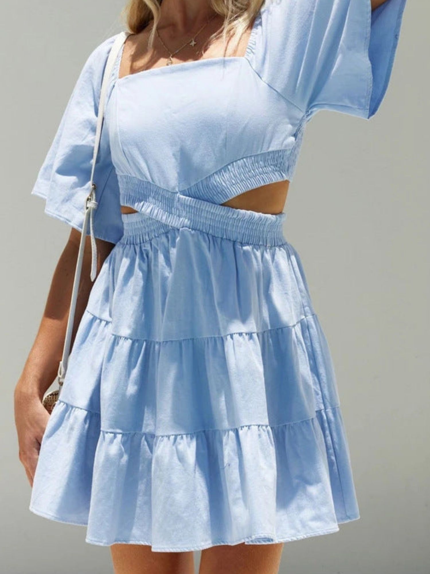 'Meg' Square Neck Waist Cut-out Mini Dress (4 Colors) sold by Goodnight Macaroon product image thumbnail 3