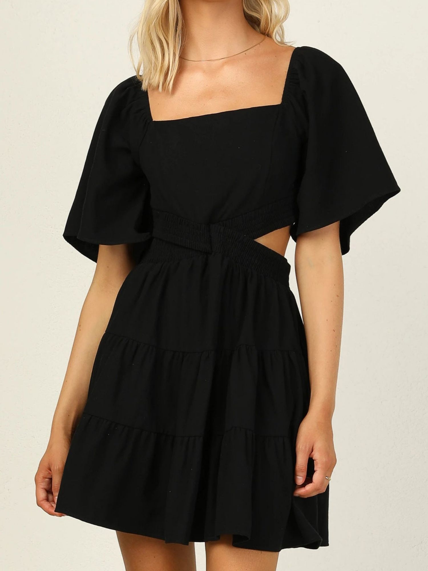 'Meg' Square Neck Waist Cut-out Mini Dress (4 Colors) sold by Goodnight Macaroon product image thumbnail 2