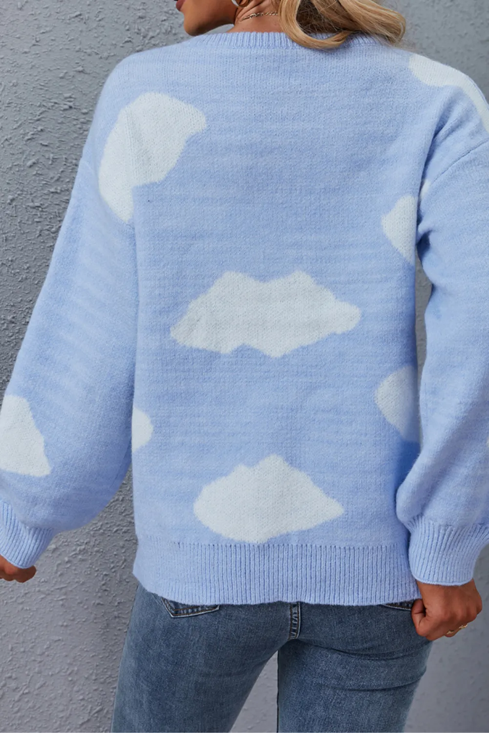 'Ray' Cloud Pattern Crewneck Sweater sold by Goodnight Macaroon product image thumbnail 4