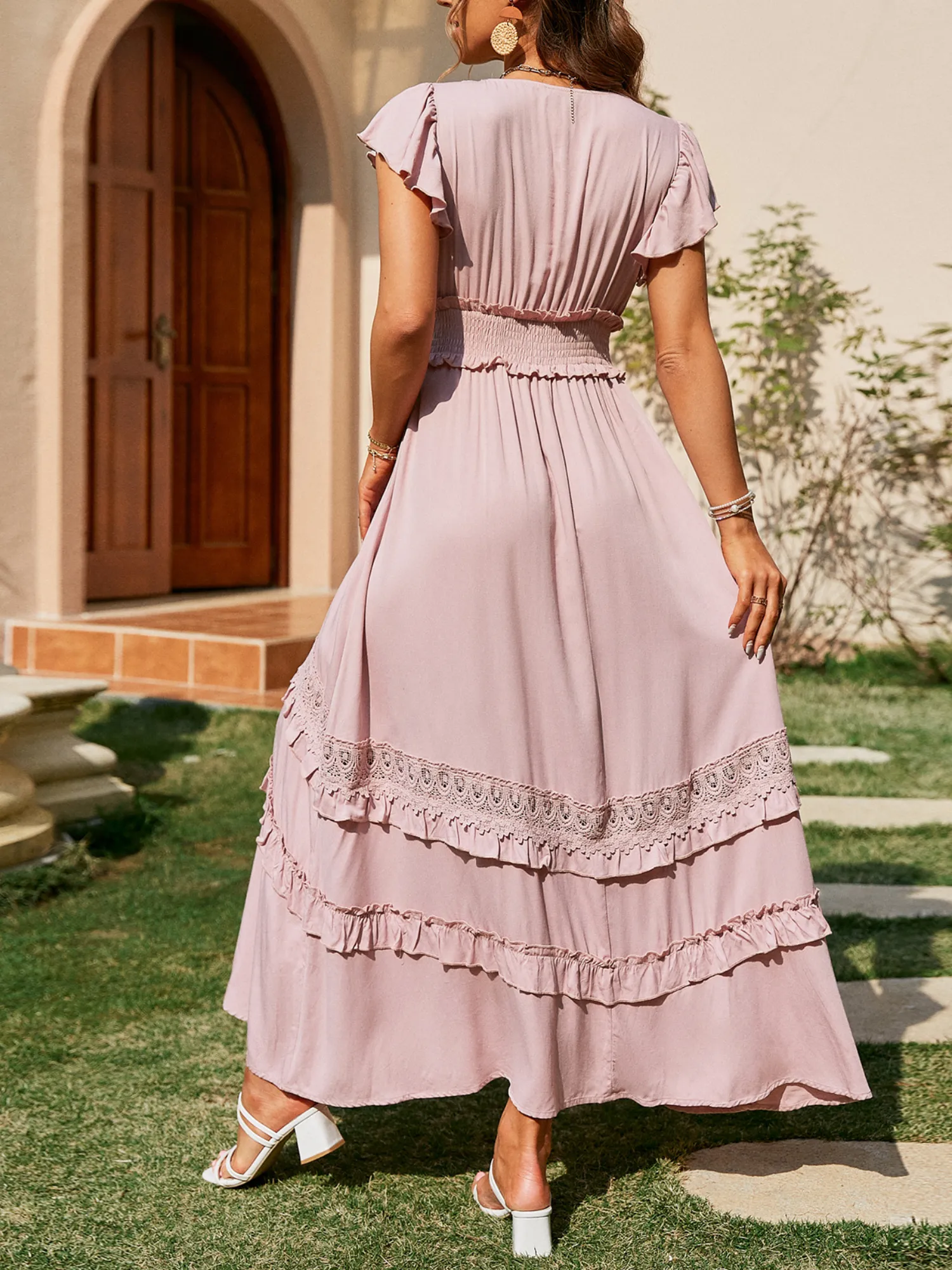 'Vivi' V-neck Crochet Lace Maxi Dress sold by Goodnight Macaroon product image thumbnail 2