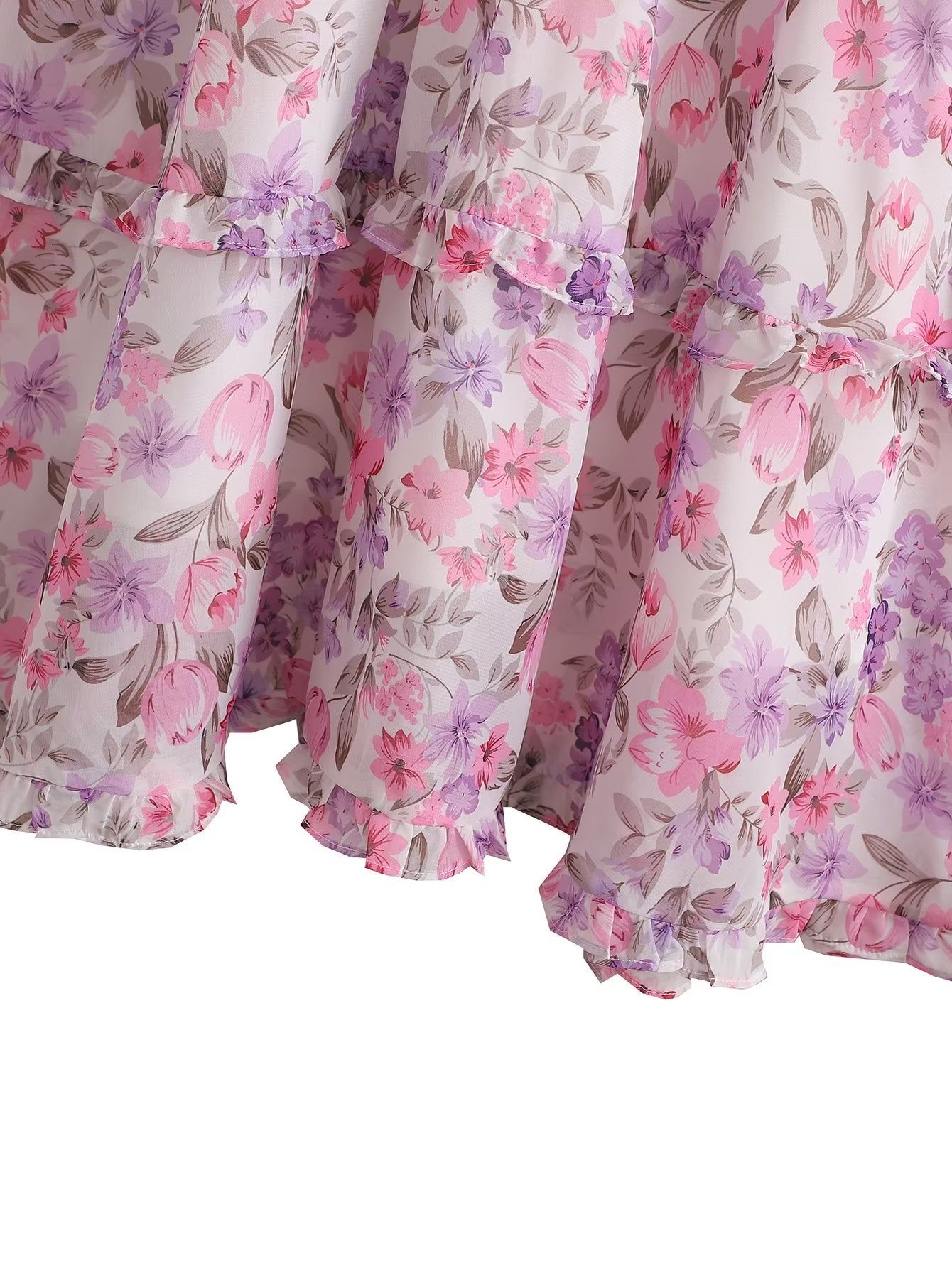 'Georgia' Floral V-Neck Ruffle Midi Dress #170389 sold by Goodnight Macaroon product image thumbnail 7