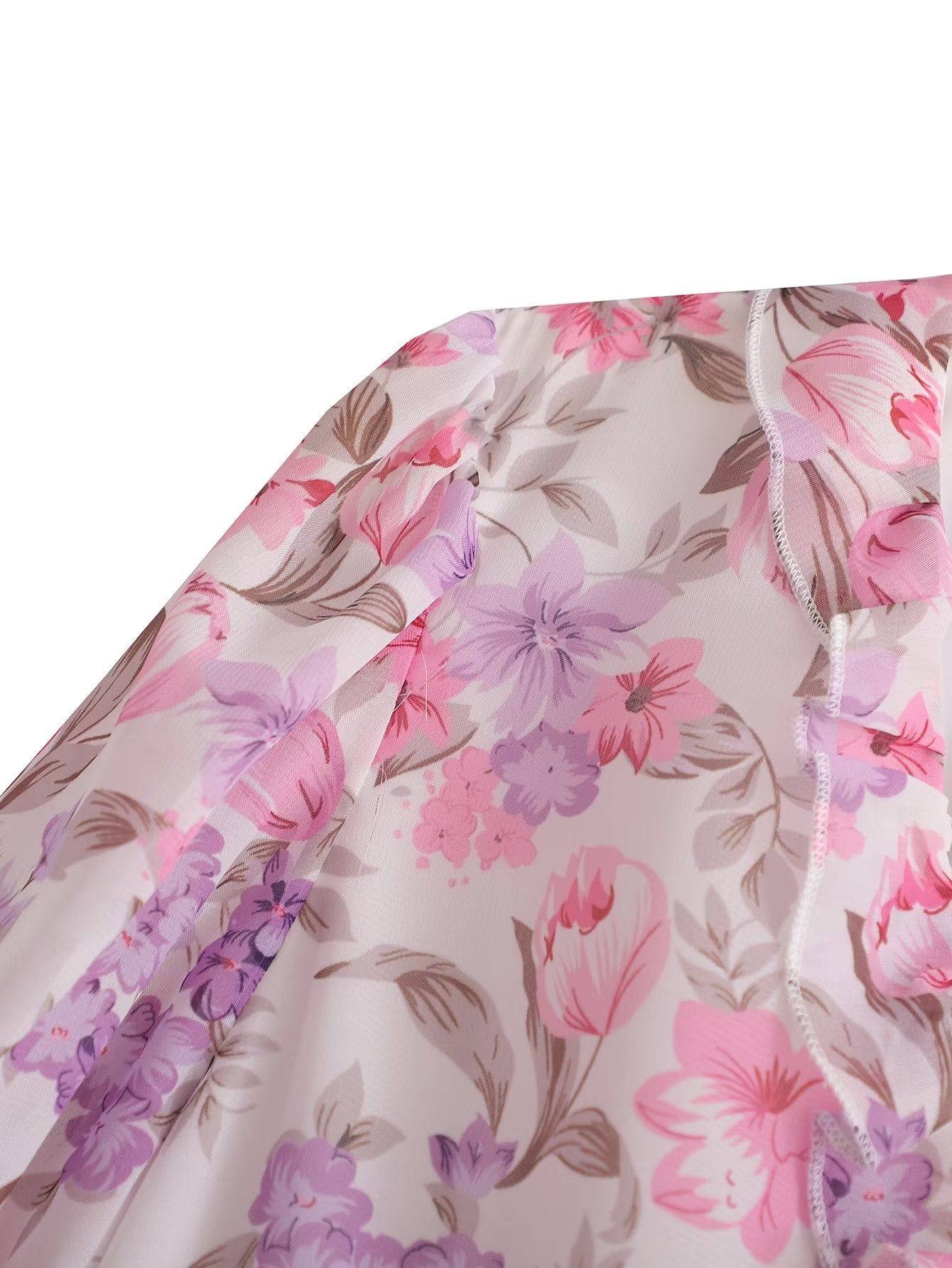 'Georgia' Floral V-Neck Ruffle Midi Dress #170389 sold by Goodnight Macaroon product image thumbnail 4