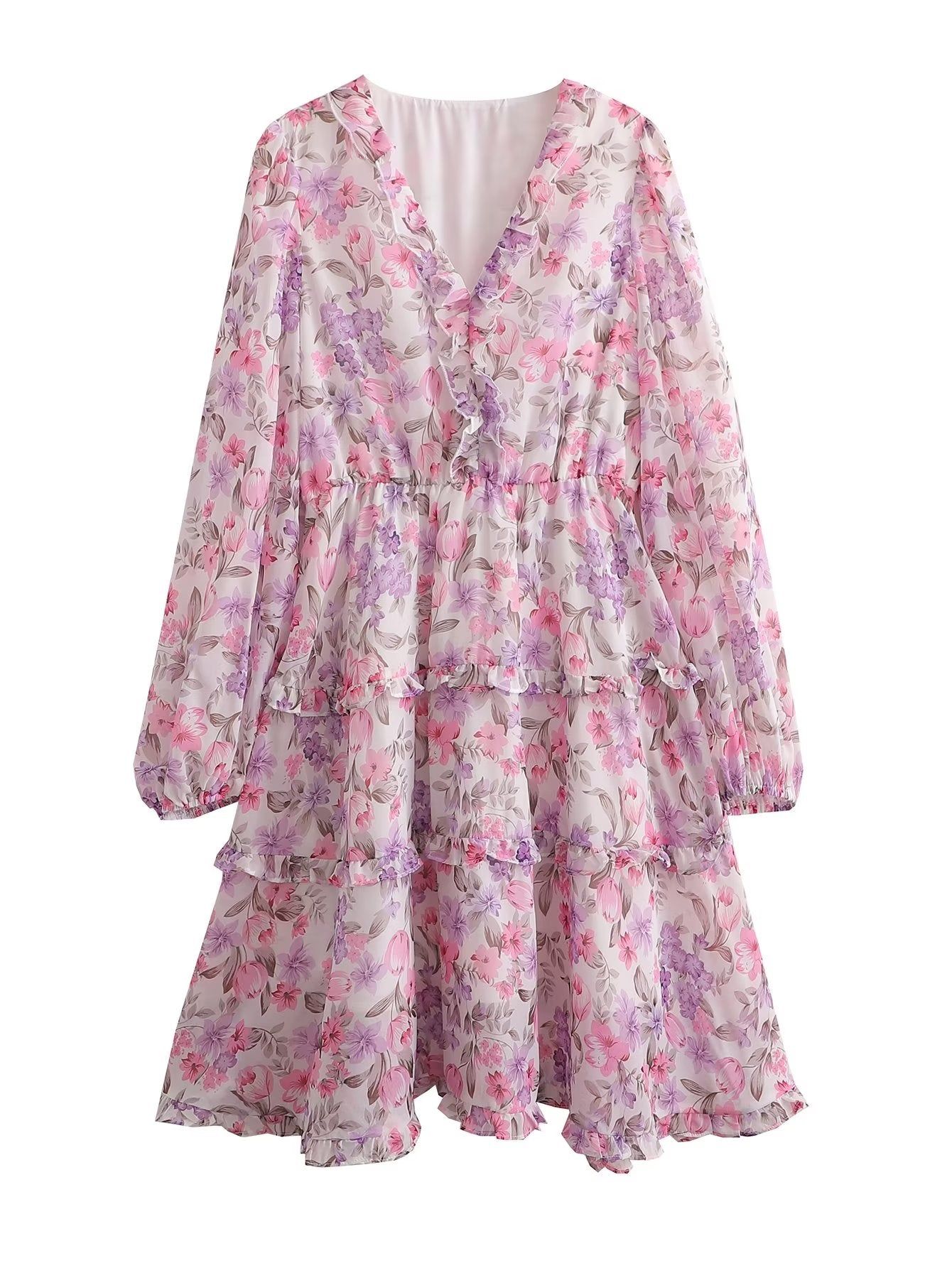 'Georgia' Floral V-Neck Ruffle Midi Dress #170389 sold by Goodnight Macaroon