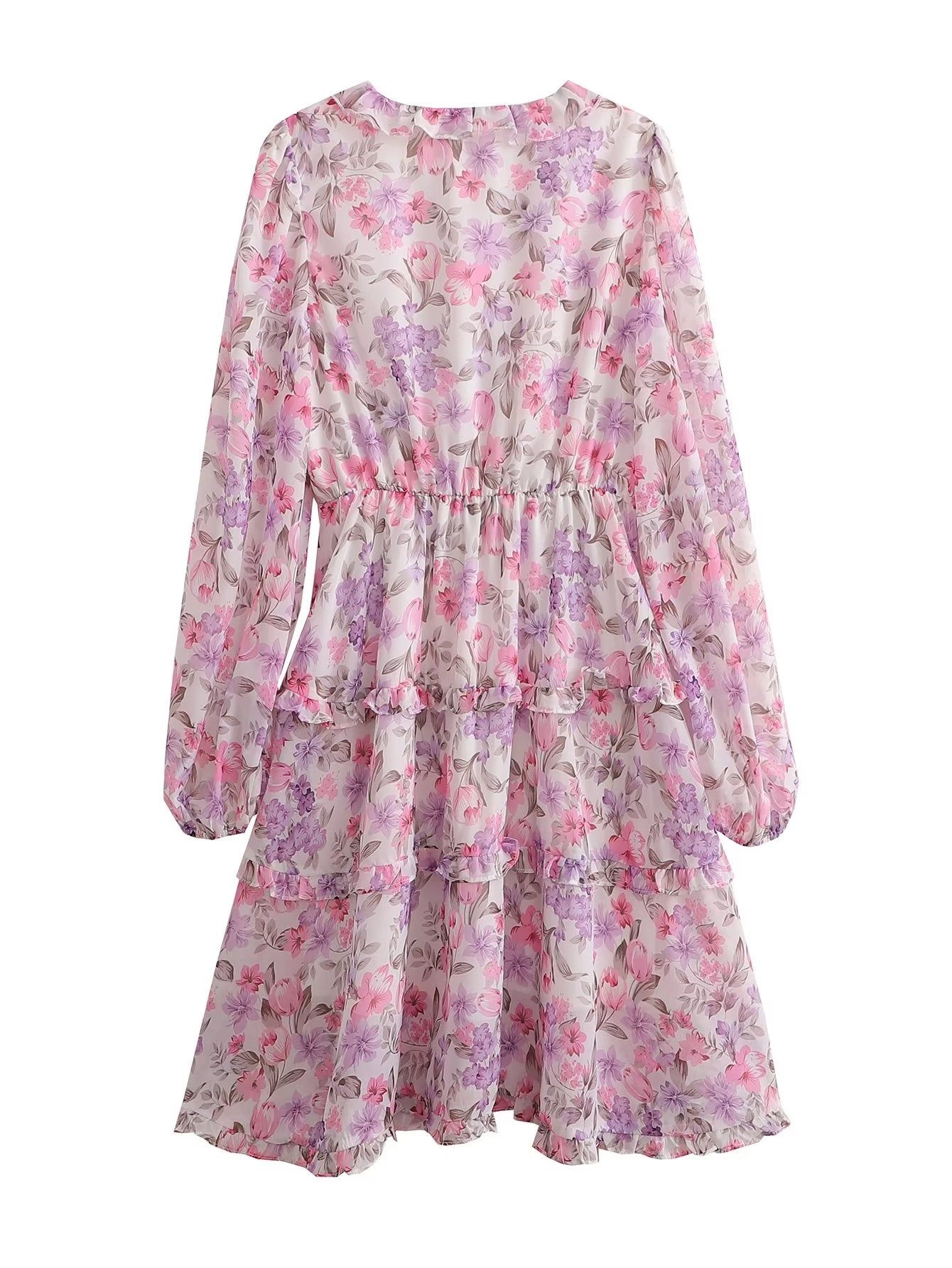 'Georgia' Floral V-Neck Ruffle Midi Dress #170389 sold by Goodnight Macaroon product image thumbnail 2