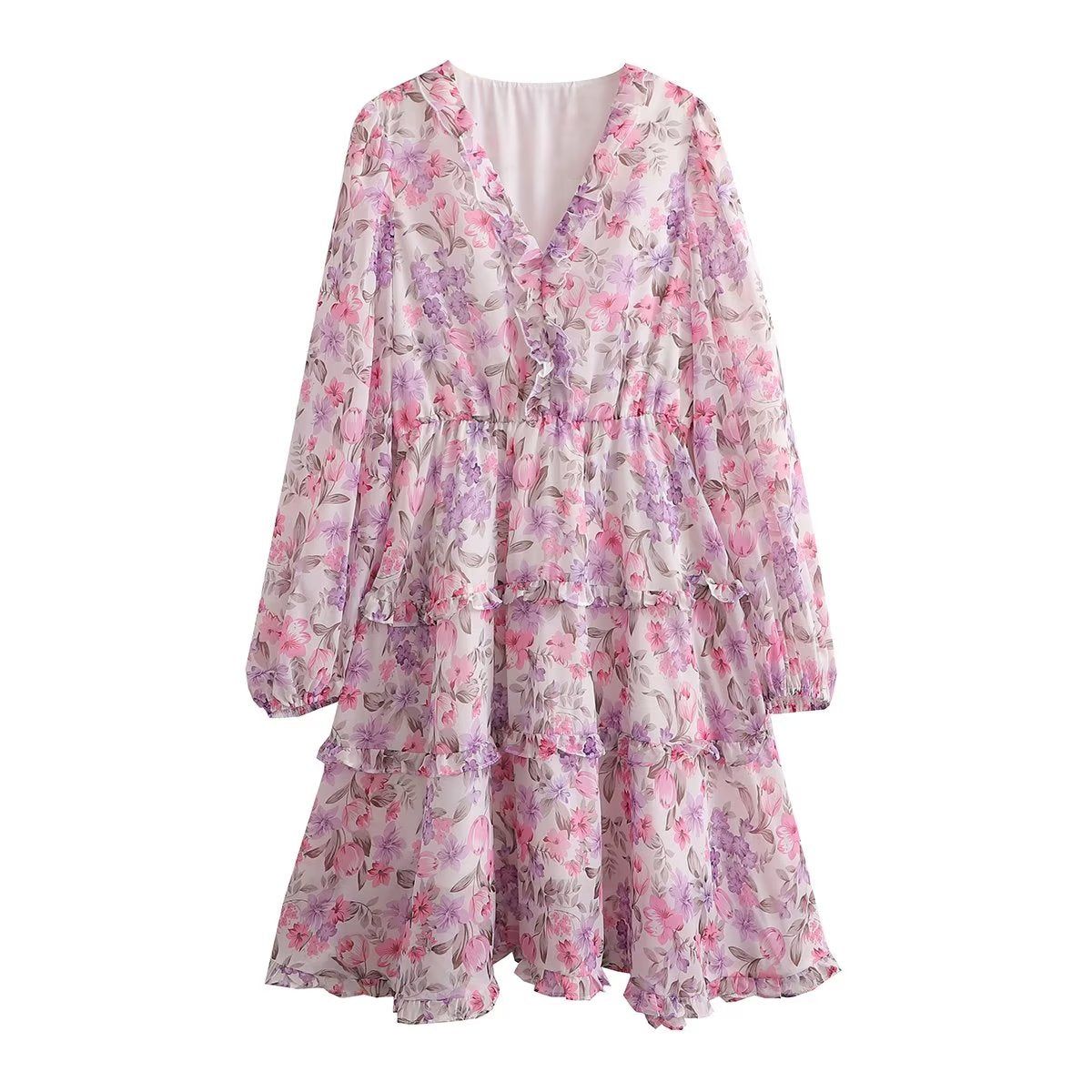 'Georgia' Floral V-Neck Ruffle Midi Dress #170389 sold by Goodnight Macaroon product image thumbnail 9