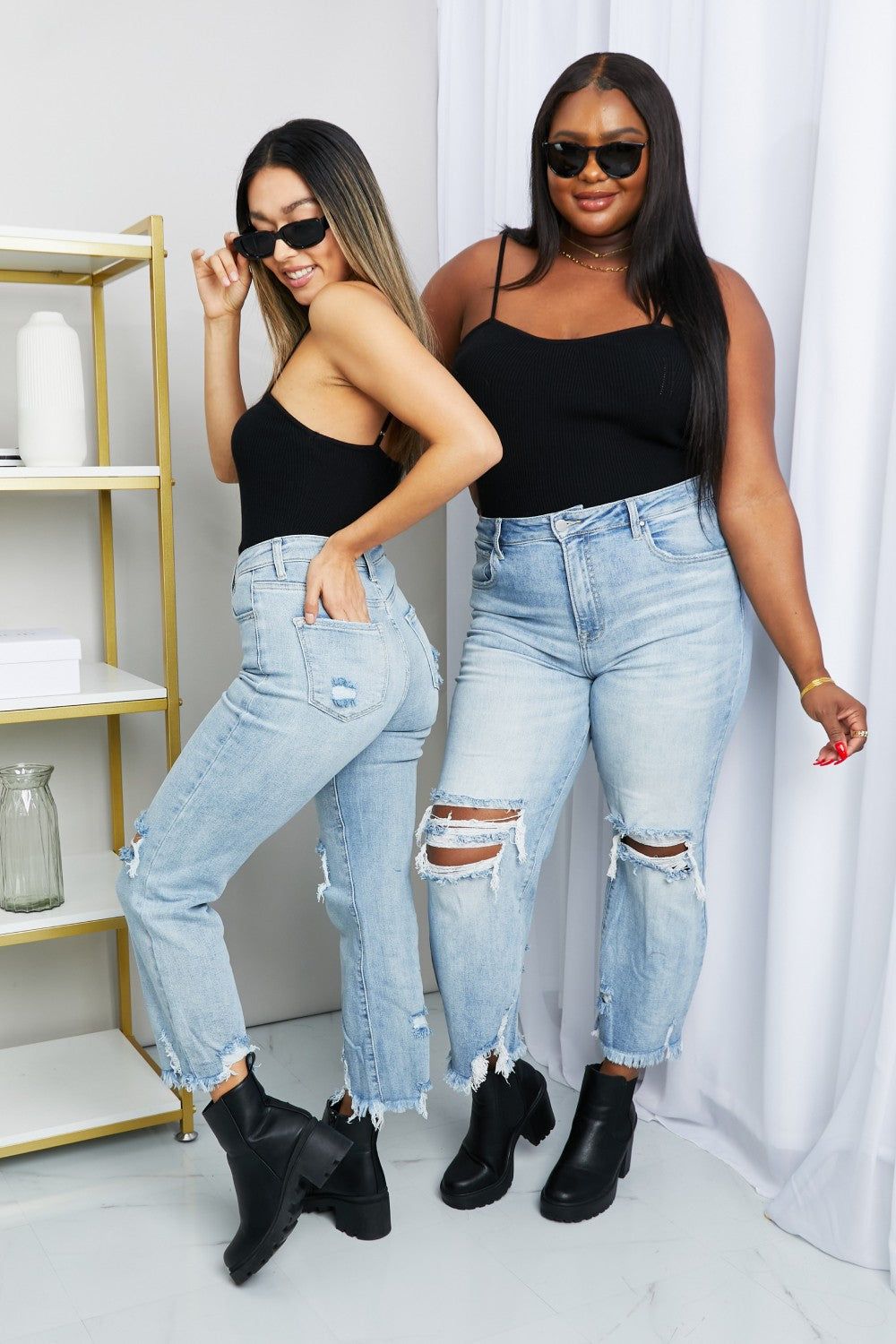 RISEN Full Size Distressed Fringe Hem Cropped Jeans sold by Goodnight Macaroon product image thumbnail 9