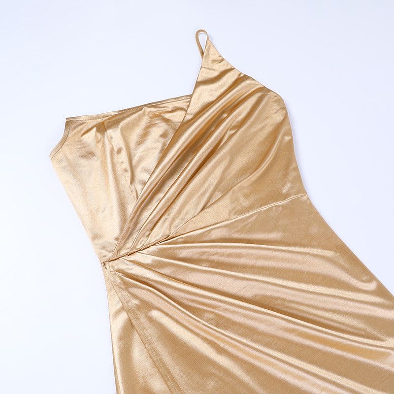 Satin One Shoulder Split Dress #107204 sold by Goodnight Macaroon product image thumbnail 6