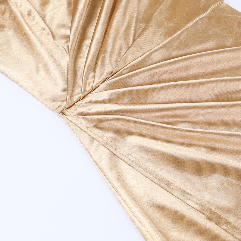 Satin One Shoulder Split Dress #107204 sold by Goodnight Macaroon product image thumbnail 7