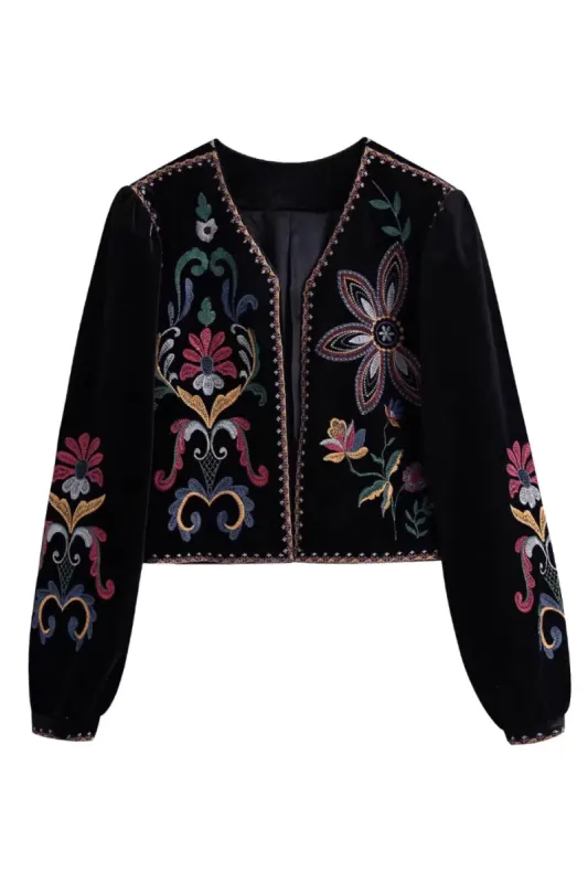 'Eleanor' Open Front Floral Embroidered Cardigan sold by Goodnight Macaroon