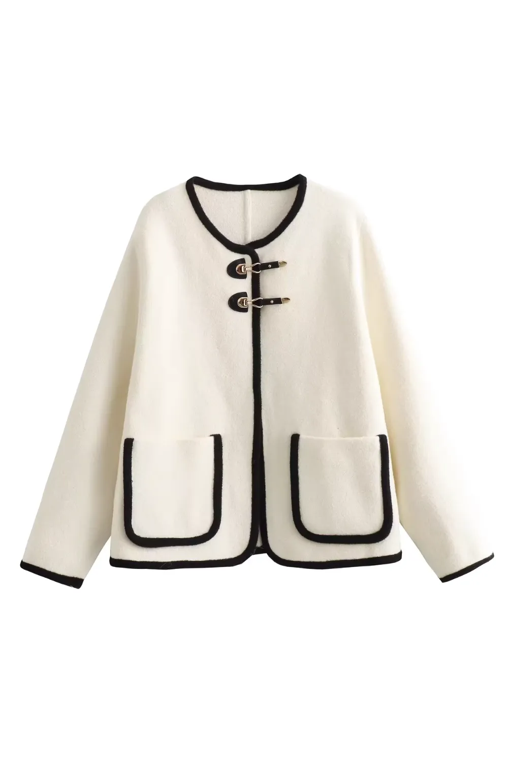 'Kiara' Contrast Trim Knitted Velvet Coat Jacket (4 Colors) sold by Goodnight Macaroon product image thumbnail 3