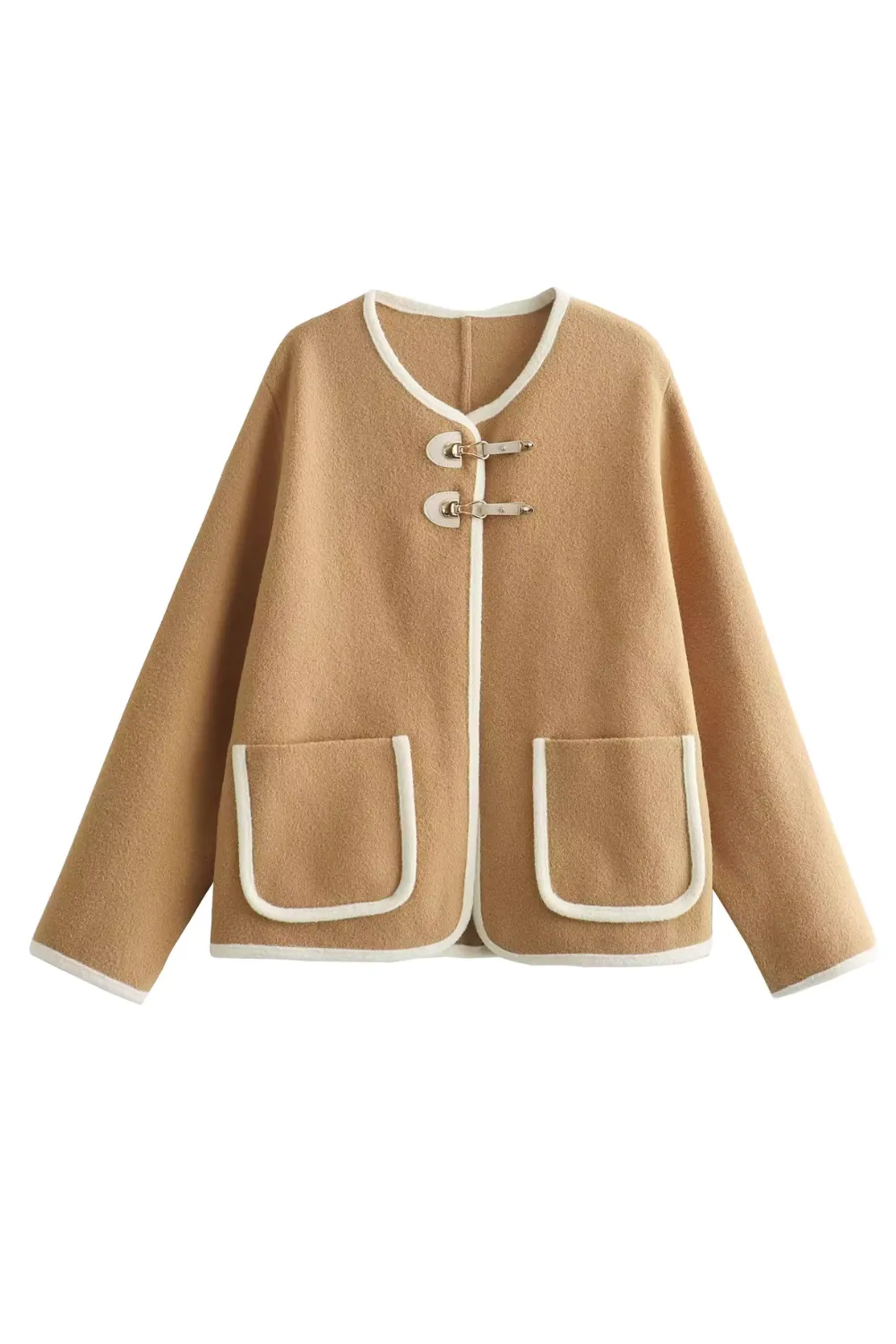 'Kiara' Contrast Trim Knitted Velvet Coat Jacket (4 Colors) sold by Goodnight Macaroon product image thumbnail 2