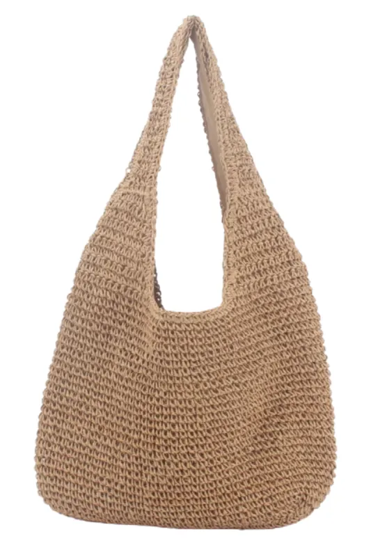 'Olive' Straw Woven Shoulder Bag (2 Colors) sold by Goodnight Macaroon