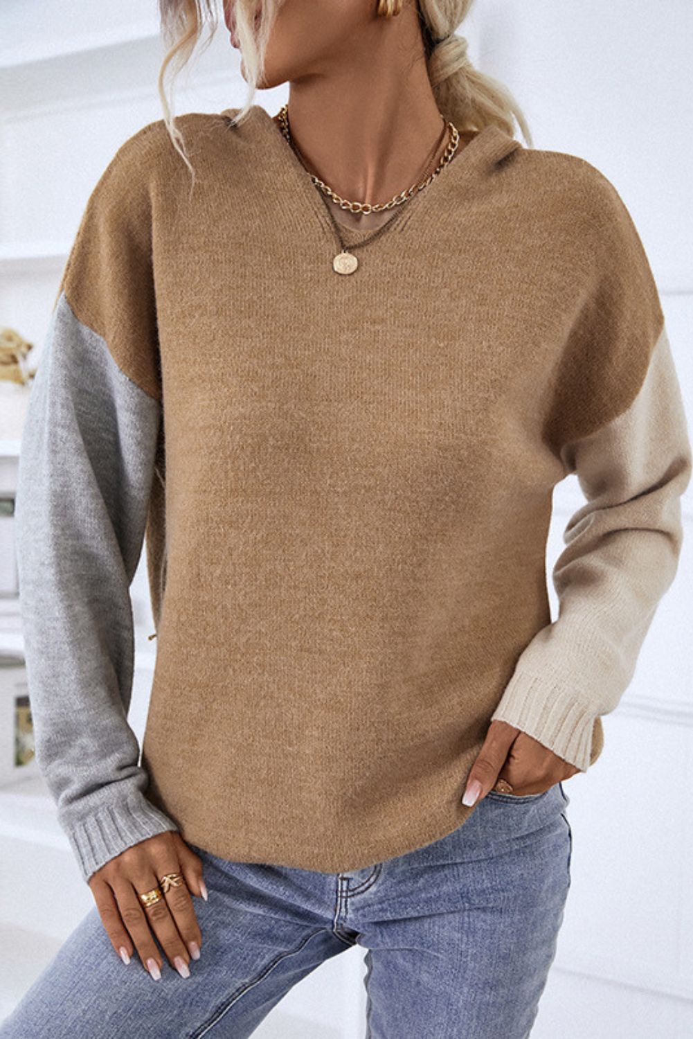 'Cerine' Hooded Pullover Sweater (2 COLORS) sold by Goodnight Macaroon product image thumbnail 3