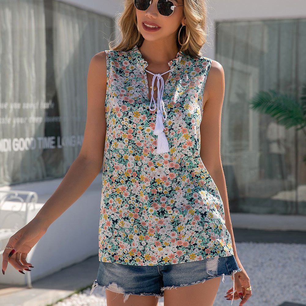 Sleeveless Floral Printed Top #165521 sold by Goodnight Macaroon product image thumbnail 9