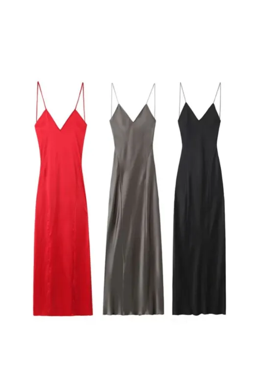 'Stella'  Satin-Textured Lingerie-Style Midi Dress sold by Goodnight Macaroon