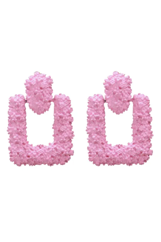 'Dylan' Pink Rectangle Drop Earrings sold by Goodnight Macaroon