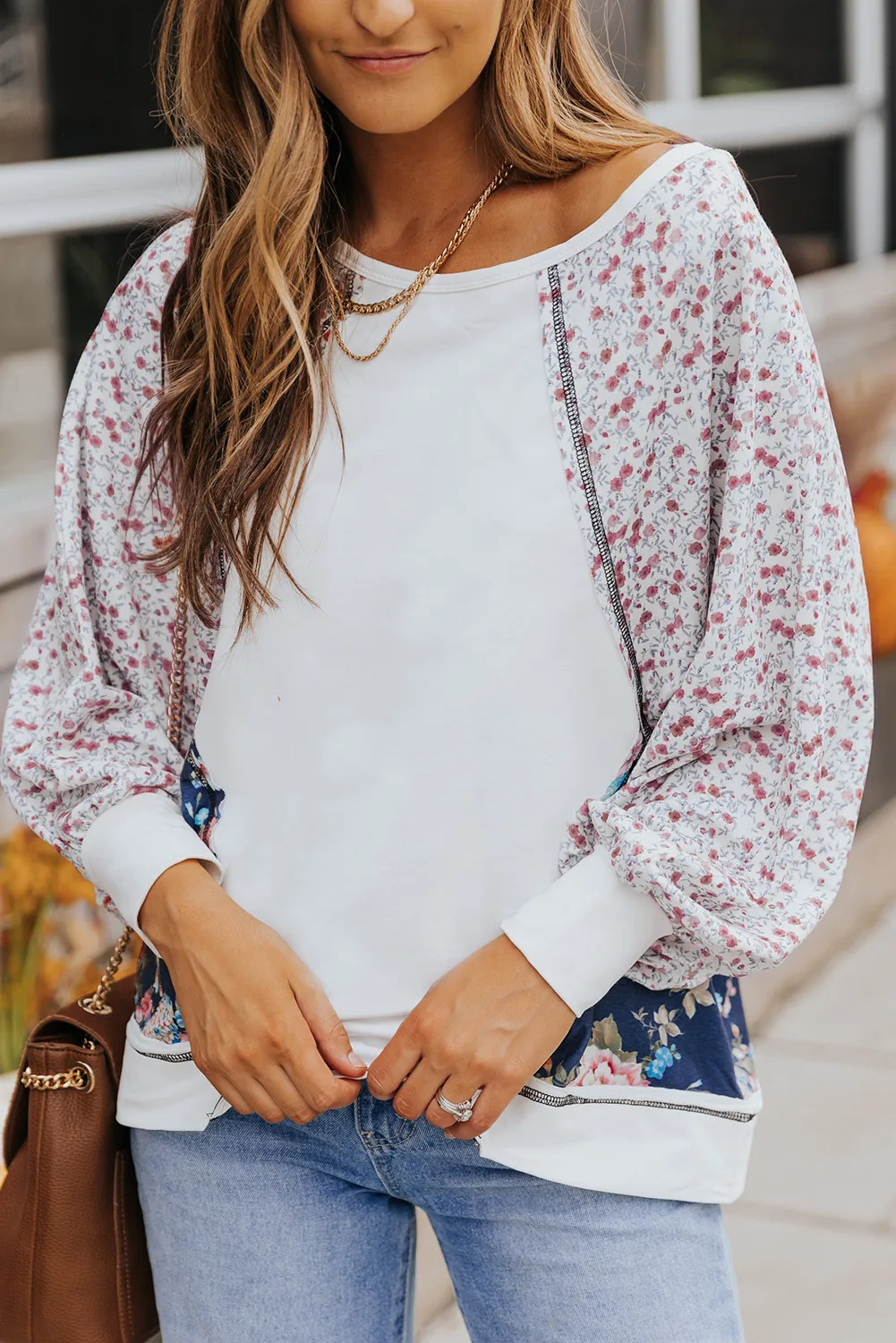 'Fae' Floral Lantern Sleeve Round Neck Top sold by Goodnight Macaroon product image thumbnail 3