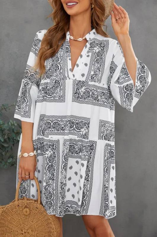 'Gwen' Paisley Three-Quarter Sleeve Mini Dress sold by Goodnight Macaroon
