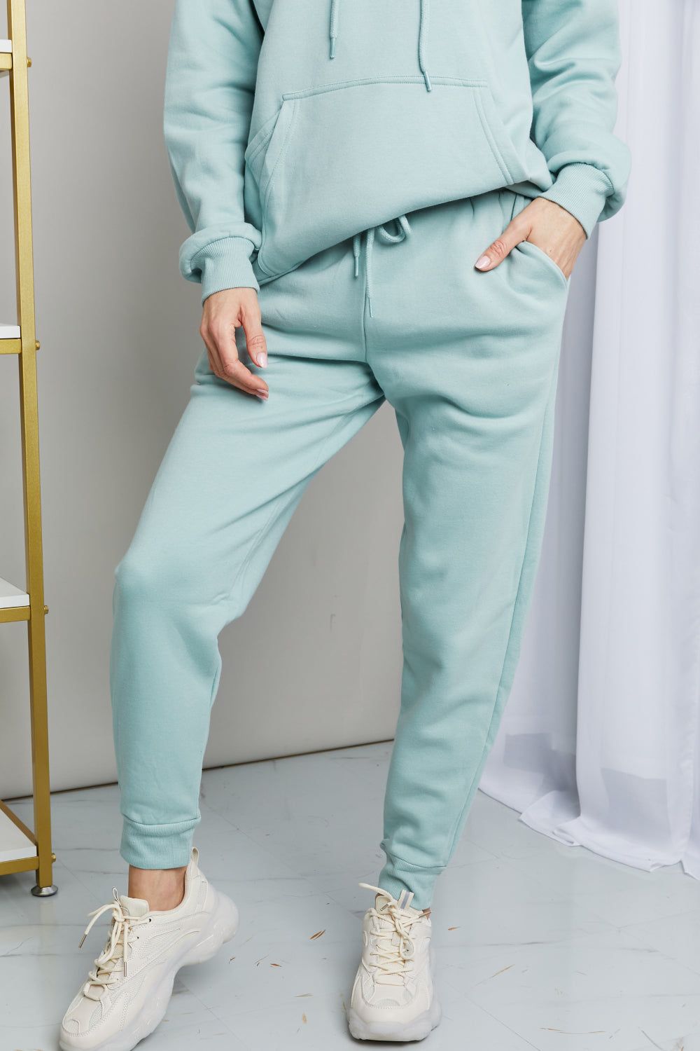 'Adrienne' Full Size Drawstring Drop Shoulder Hoodie and Joggers Set sold by Goodnight Macaroon product image thumbnail 4
