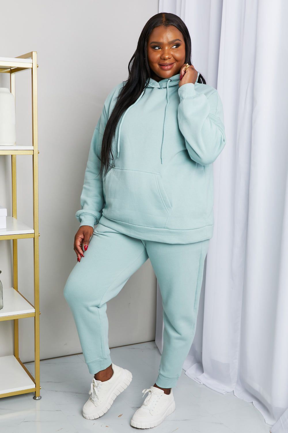 'Adrienne' Full Size Drawstring Drop Shoulder Hoodie and Joggers Set sold by Goodnight Macaroon product image thumbnail 8