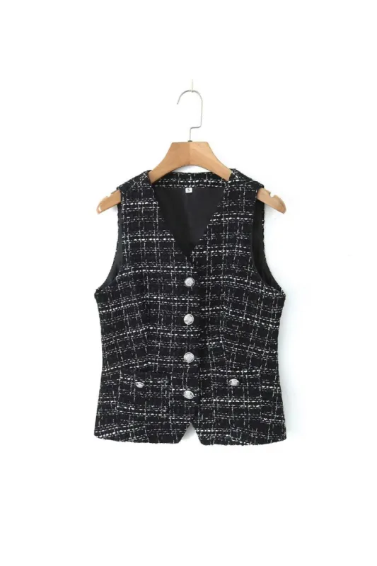 ‘Maya’ V-Neck Button Vest sold by Goodnight Macaroon