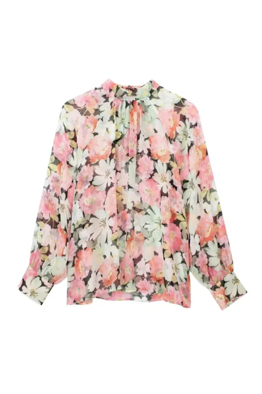 'Deborah' Floral Bow-embellished Blouse made by Goodnight Macaroon