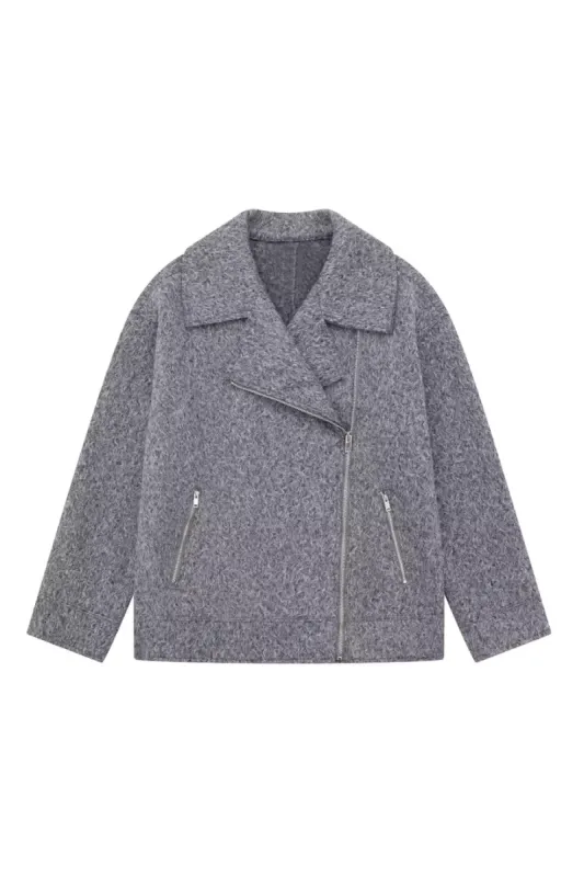 'Marlene' Long-Sleeved  Asymmetrical Zipper Jacket sold by Goodnight Macaroon