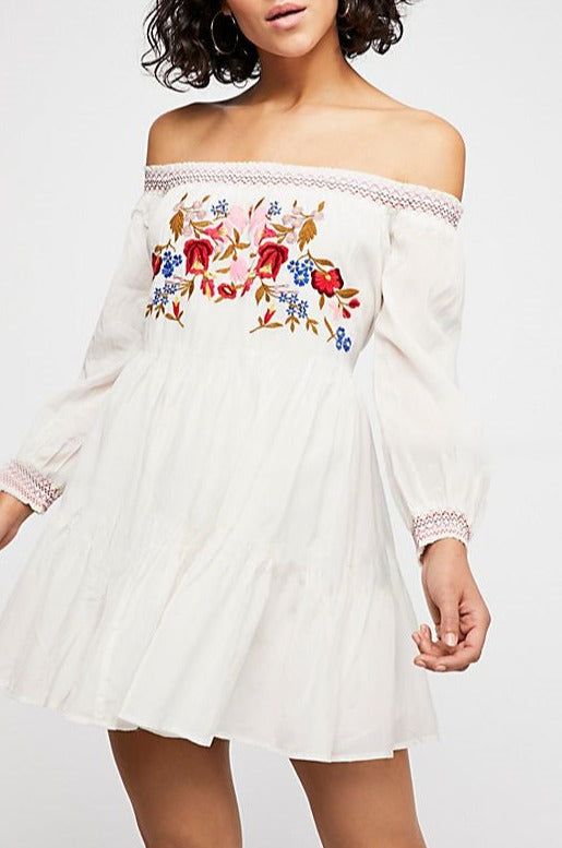 Embroidery Off Shoulder Dress #161795 sold by Goodnight Macaroon