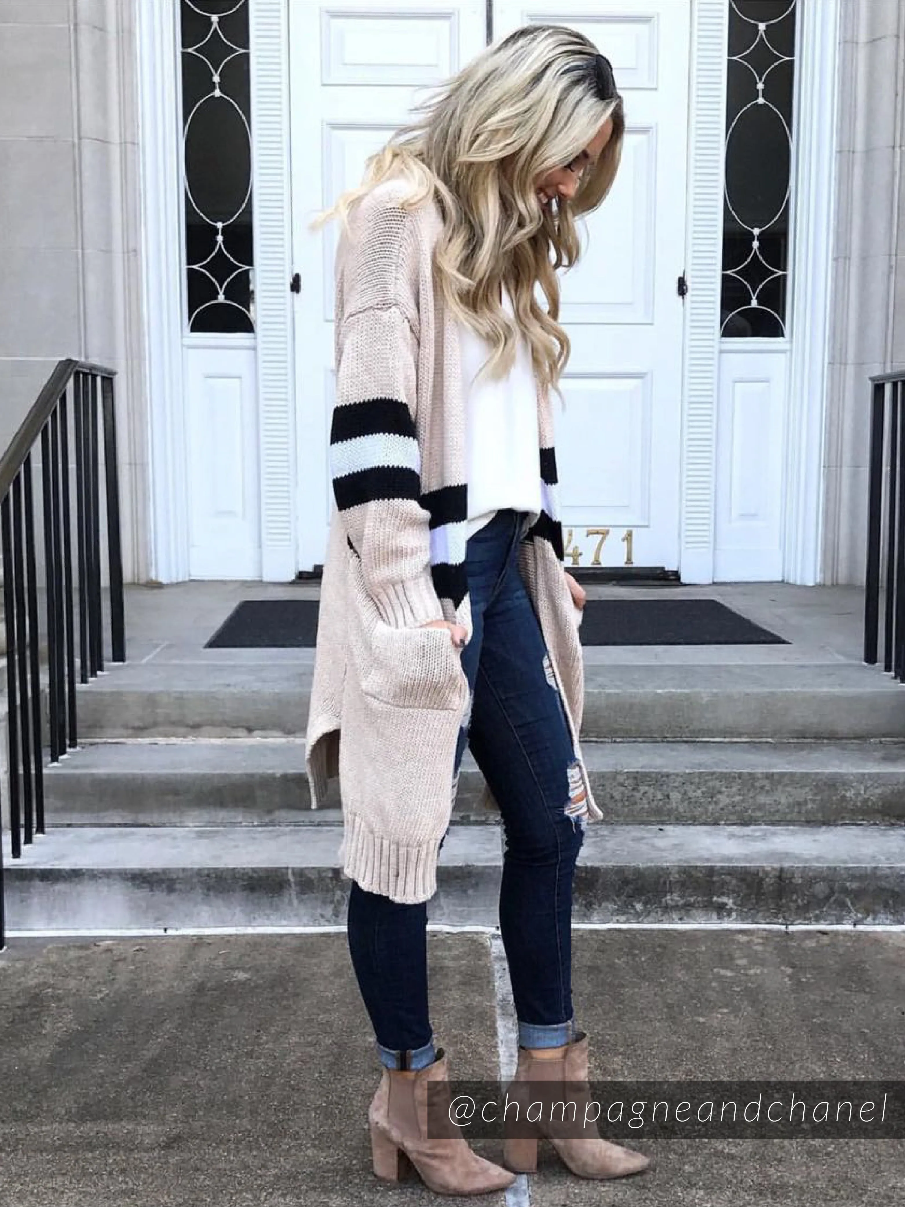 'Estrella' Stripe Colorblock Cardigan sold by Goodnight Macaroon product image thumbnail 2