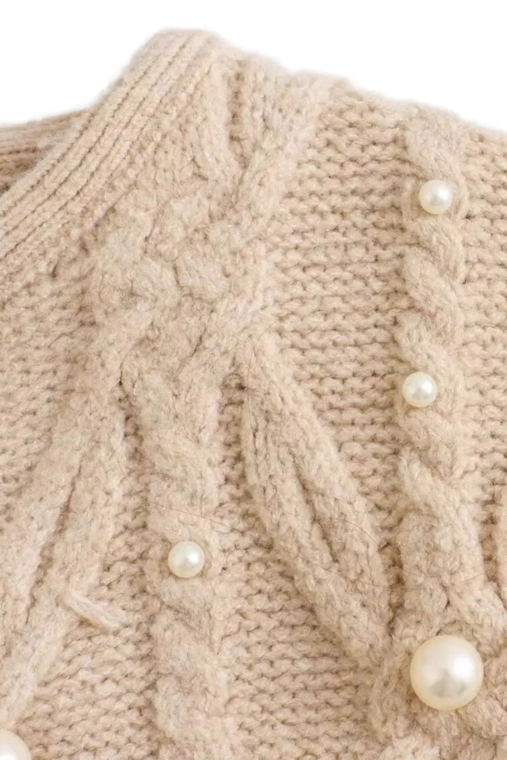 'Honora' Cable-Knit Pearl Embellished Cardigan sold by Goodnight Macaroon product image thumbnail 4