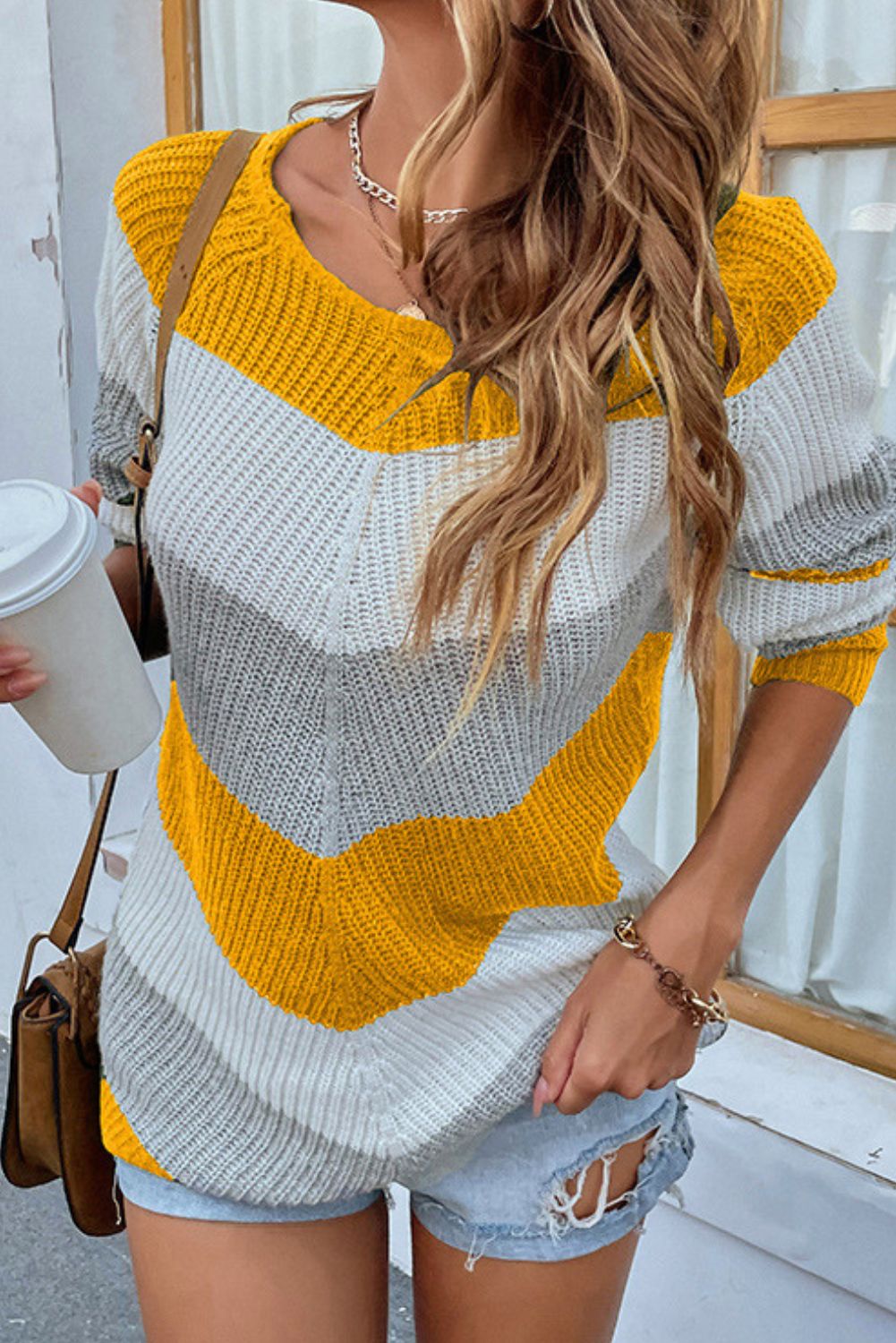 'Bella' Crewneck Color Block Sweater (4 Colors) sold by Goodnight Macaroon product image thumbnail 4