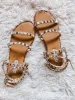 'Hadley' Studded Strap Tan Sandals sold by Goodnight Macaroon