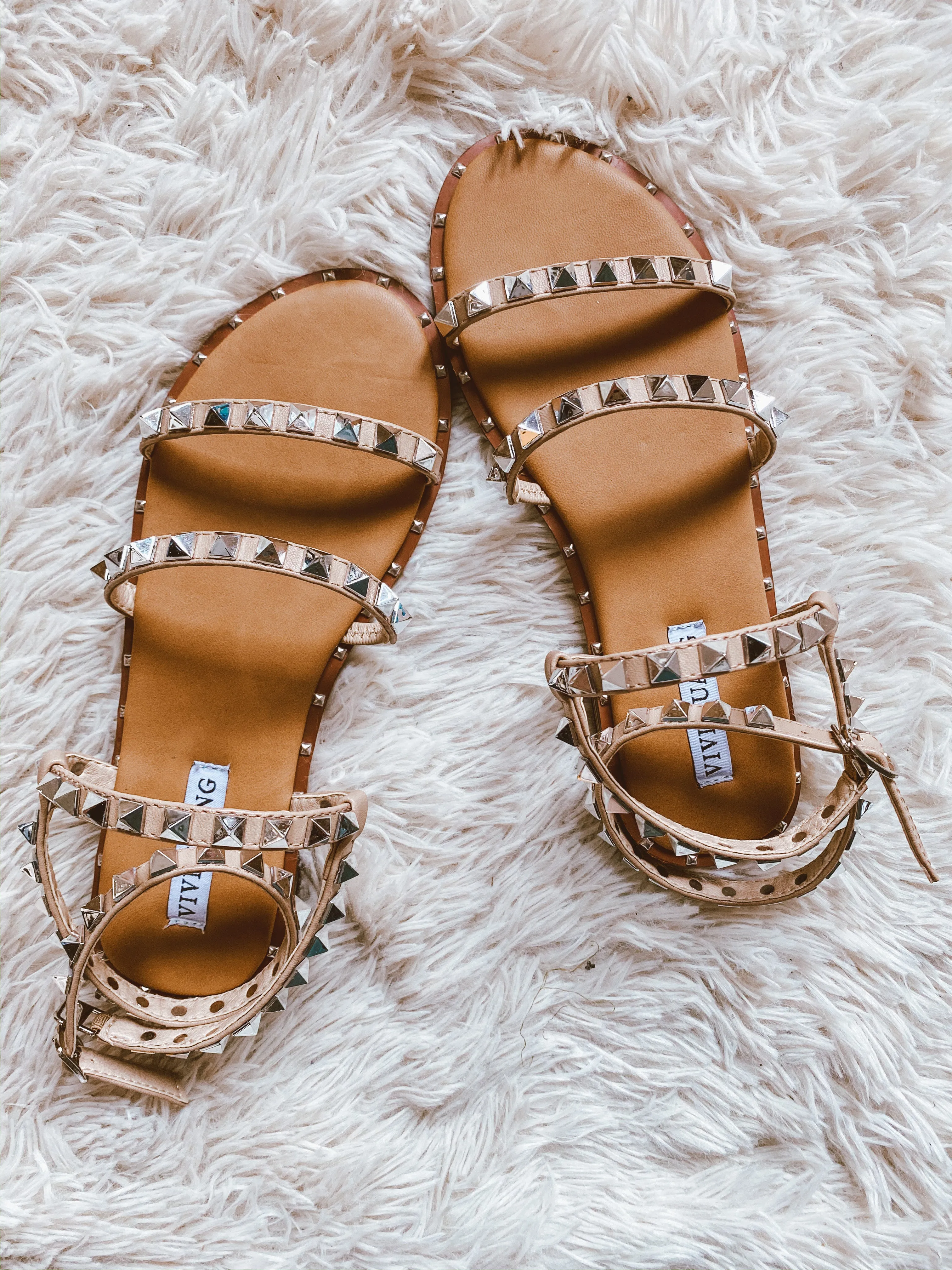 'Hadley' Studded Strap Tan Sandals sold by Goodnight Macaroon product image thumbnail 3