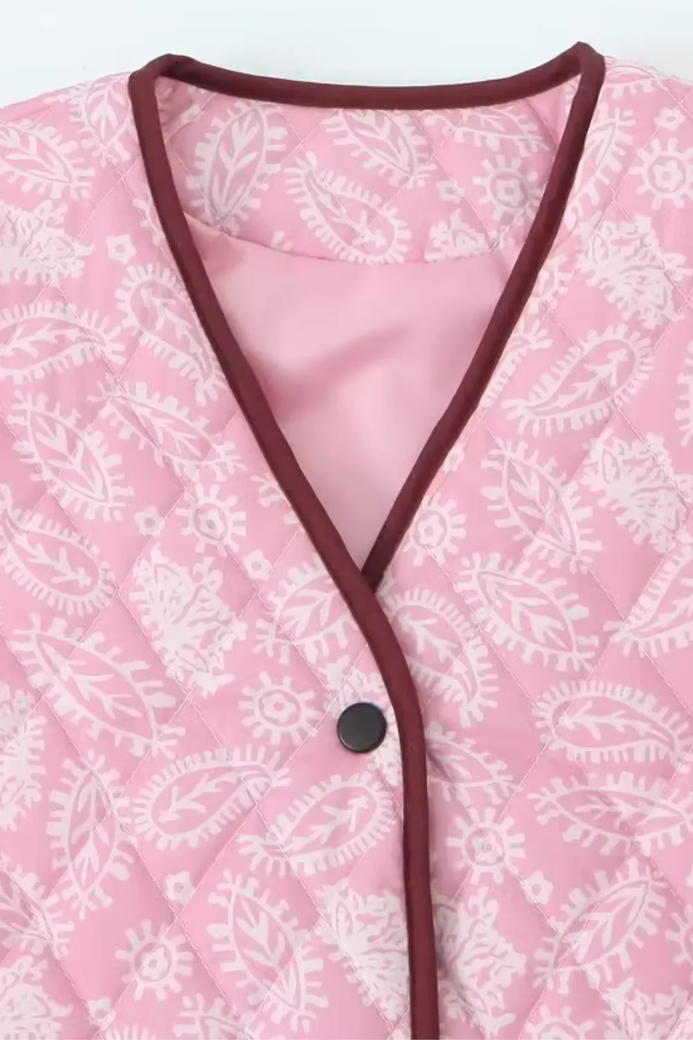 'Wilma' V-Neck Diamond Quilted Printed Jacket sold by Goodnight Macaroon product image thumbnail 3