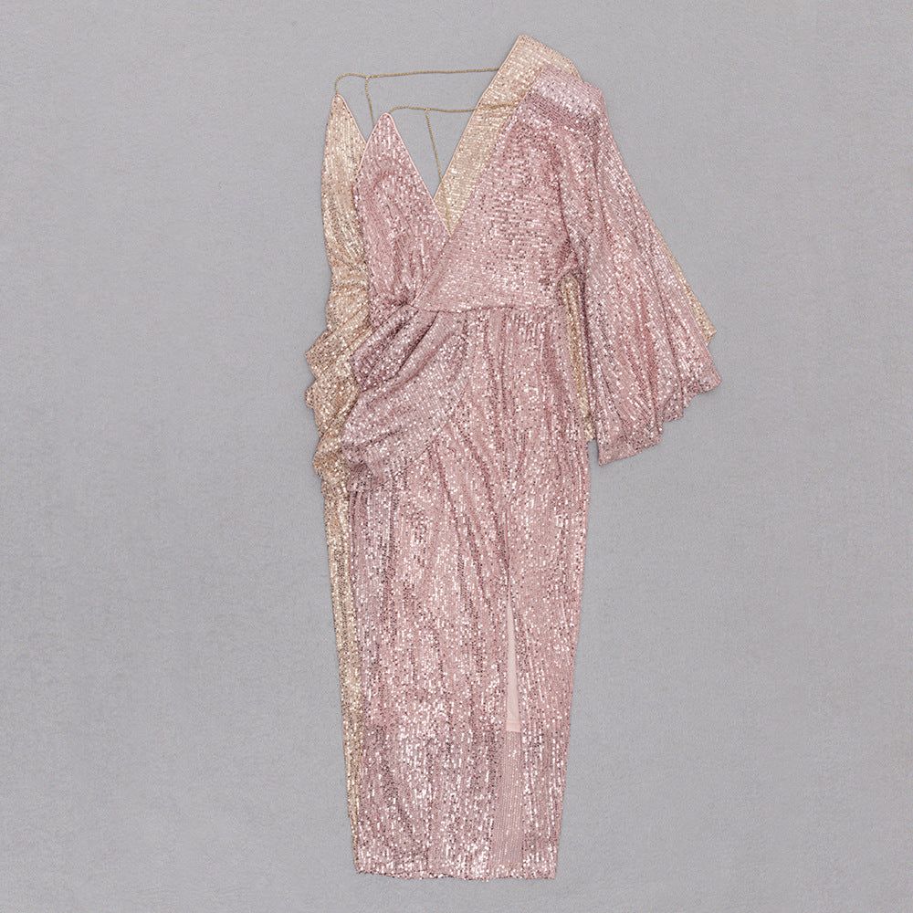 Sequin Draped Slit Bodycon Dress #168238 sold by Goodnight Macaroon product image thumbnail 7