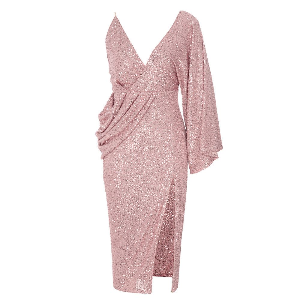 Sequin Draped Slit Bodycon Dress #168238 sold by Goodnight Macaroon