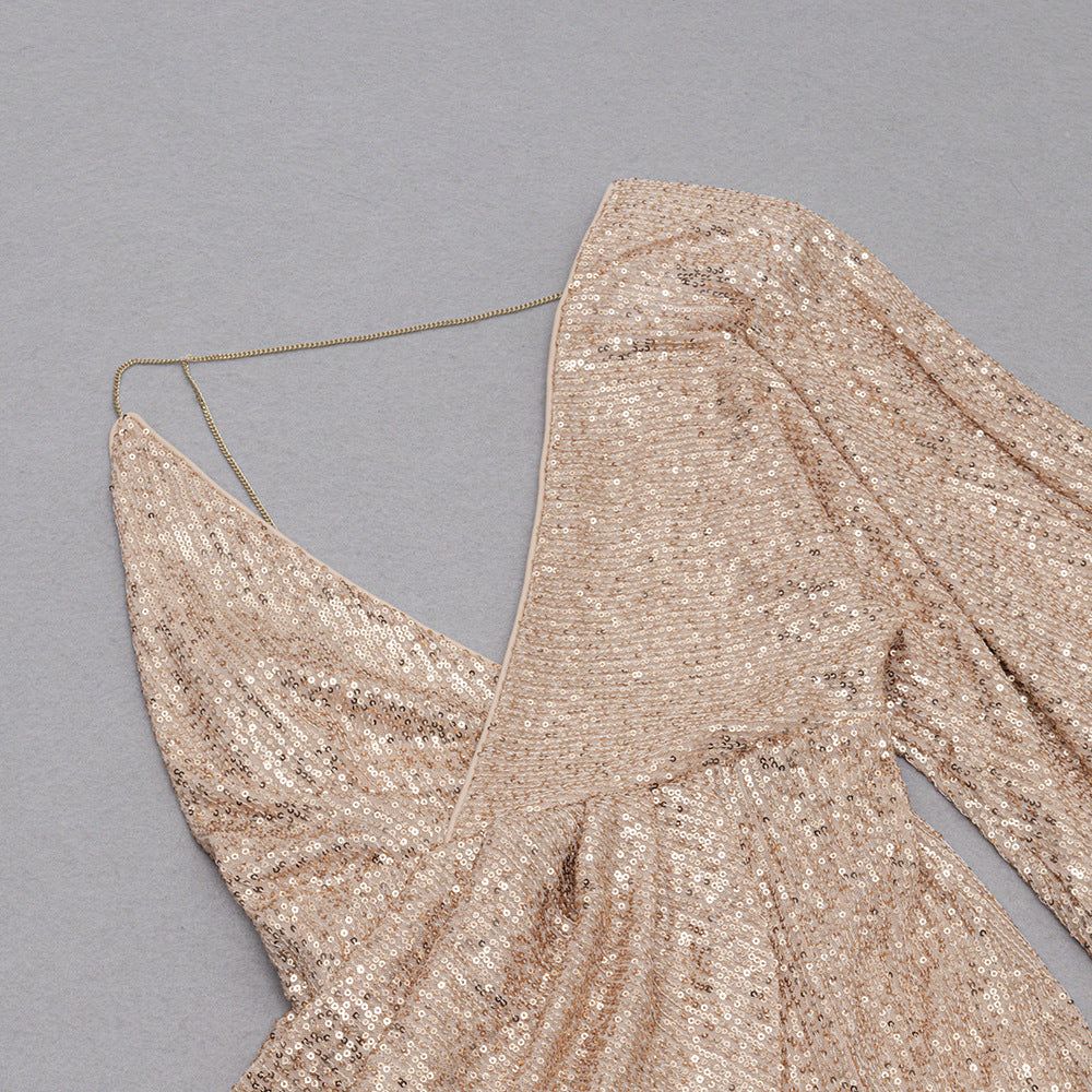 Sequin Draped Slit Bodycon Dress #168238 sold by Goodnight Macaroon product image thumbnail 8