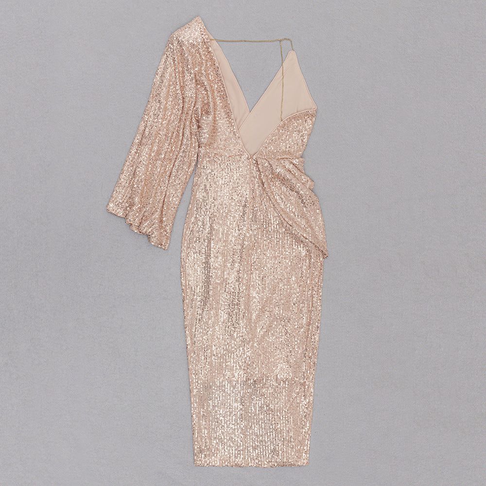 Sequin Draped Slit Bodycon Dress #168238 sold by Goodnight Macaroon product image thumbnail 4
