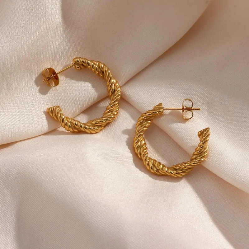 Gold Twisted Hoop Earrings #152936 sold by Goodnight Macaroon