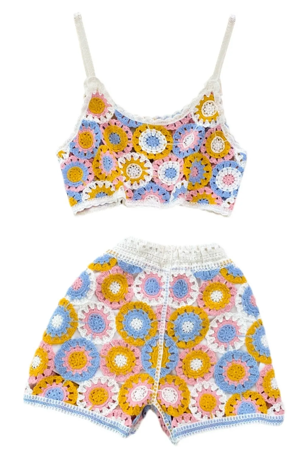 'Valencia' Crochet Crop Top & High Waist Shorts Set (3 Colors) sold by Goodnight Macaroon