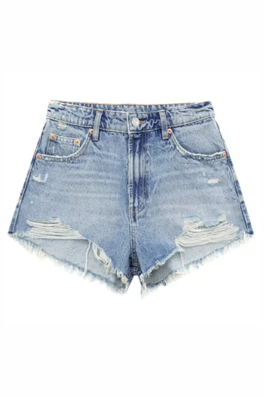'Remy' High Waist Distressed Denim Short sold by Goodnight Macaroon