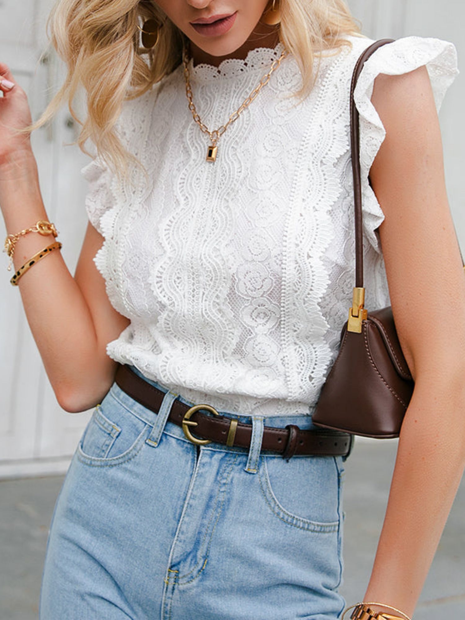 'Isabella' Elegant Lace Sleeveless Top (3 Colors) sold by Goodnight Macaroon product image thumbnail 5