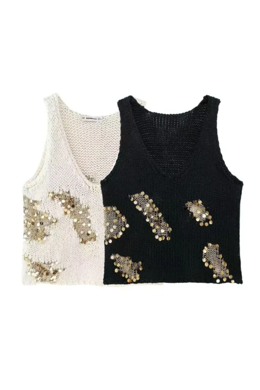 'Addison' Sequin Knit Vest Top sold by Goodnight Macaroon
