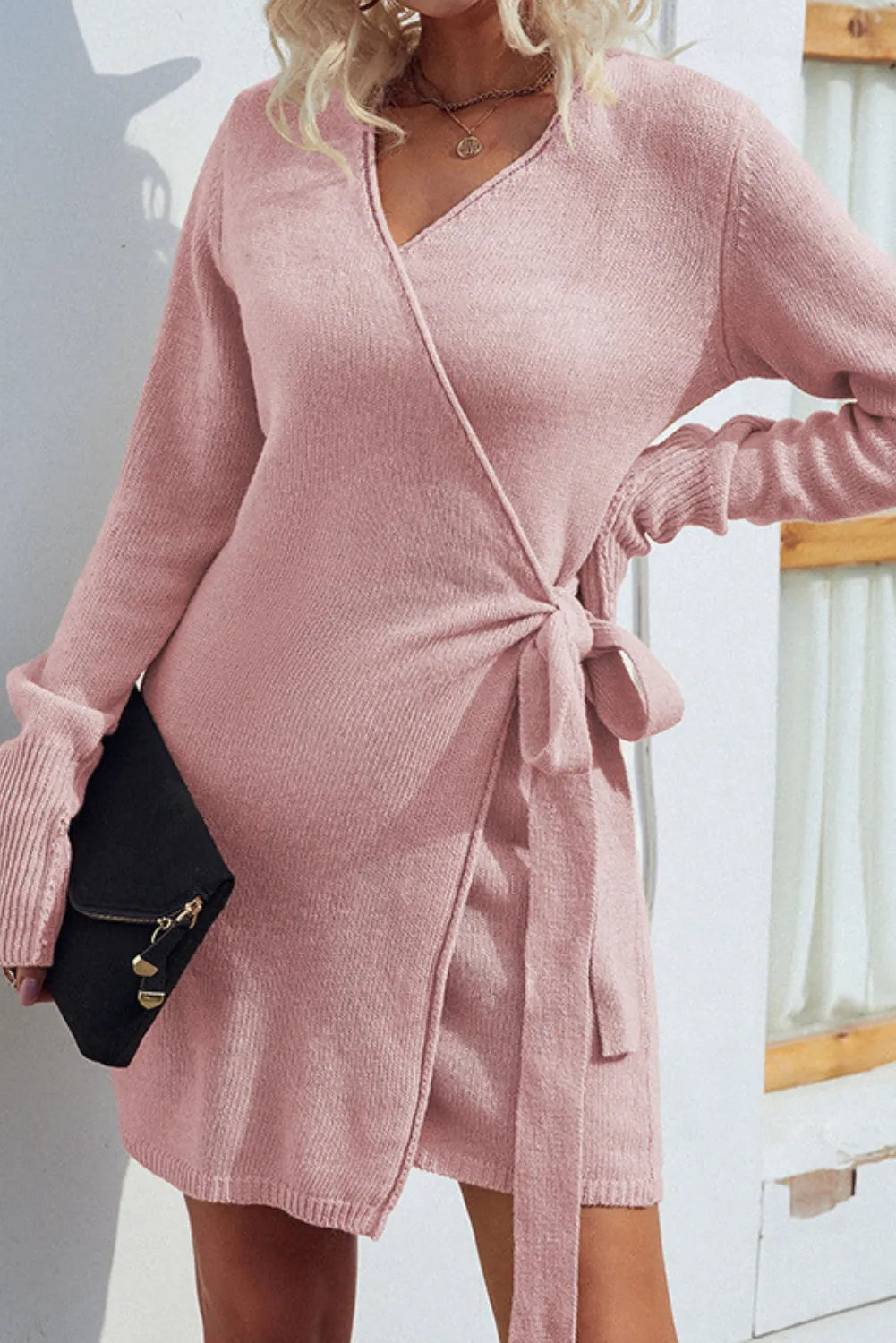 'Elle' Wrap Tied Knitted Dress (3 Colors) sold by Goodnight Macaroon product image thumbnail 2