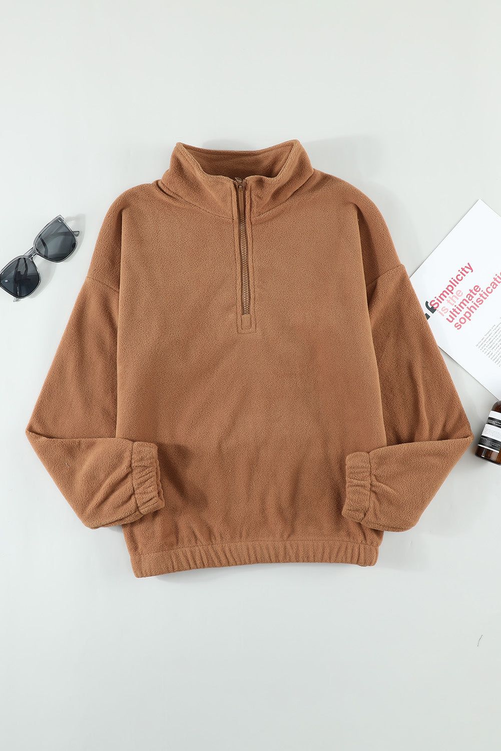 Quarter Zip Fleece Sweatshirt sold by Goodnight Macaroon product image thumbnail 5