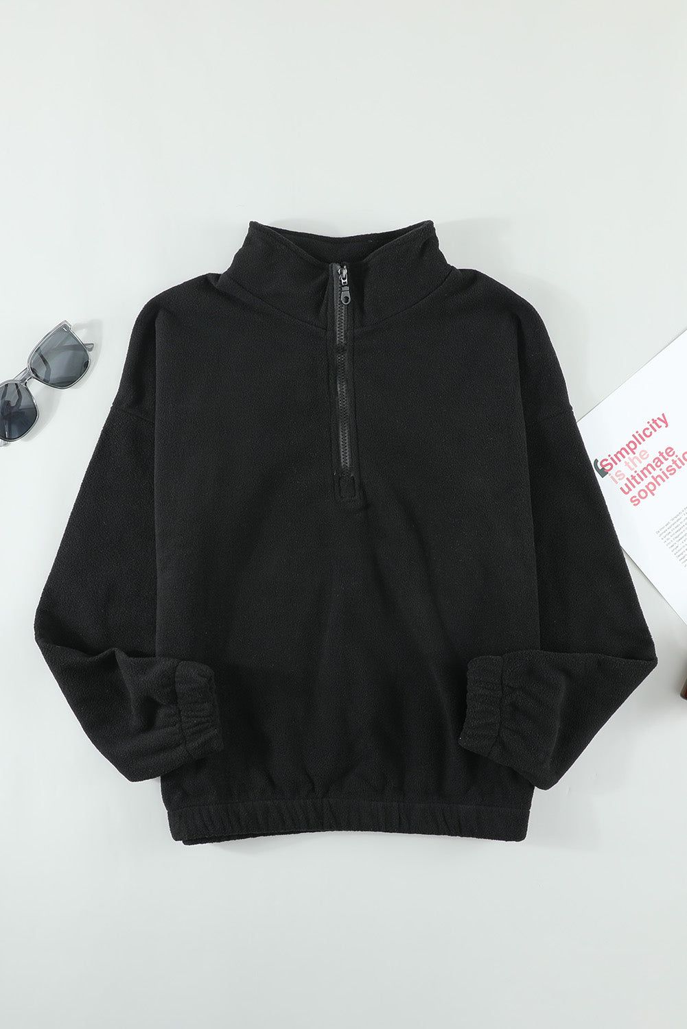 Quarter Zip Fleece Sweatshirt sold by Goodnight Macaroon product image thumbnail 15