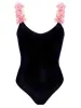 'Eve' Pink Feather Trim Swimsuit sold by Goodnight Macaroon