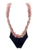 'Eve' Pink Feather Trim Swimsuit sold by Goodnight Macaroon